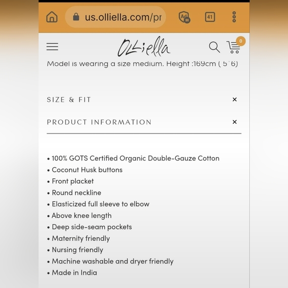 Ollie Ella Wares organic cotton (maternity) smock dress, BNWT - Picture 10 of 10